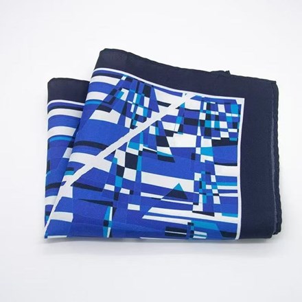 Modernist Blue – Abstract Geometric Pocket Square YBPSQ03